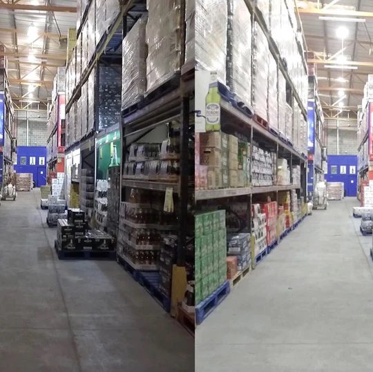 LED high bays over the aisles at Imperial Cash and Carry