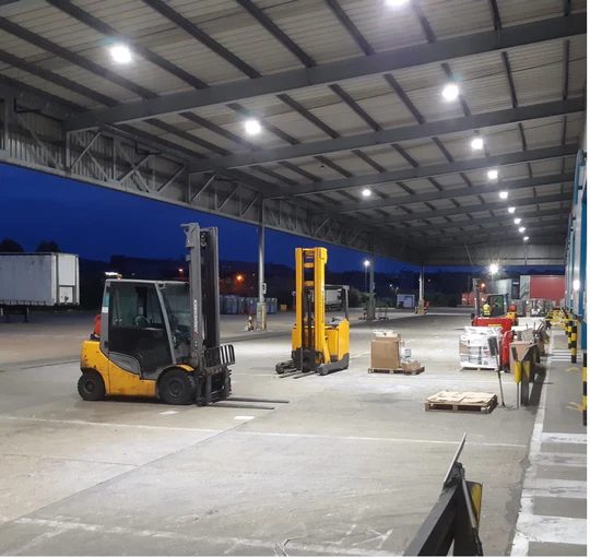 LED high bays in an XPO Logistics warehouse